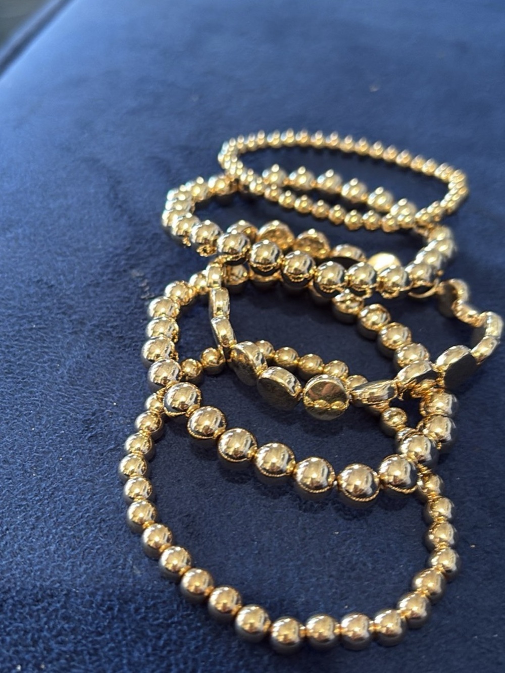 Gold Bead Stretch Bracelet Set for Women